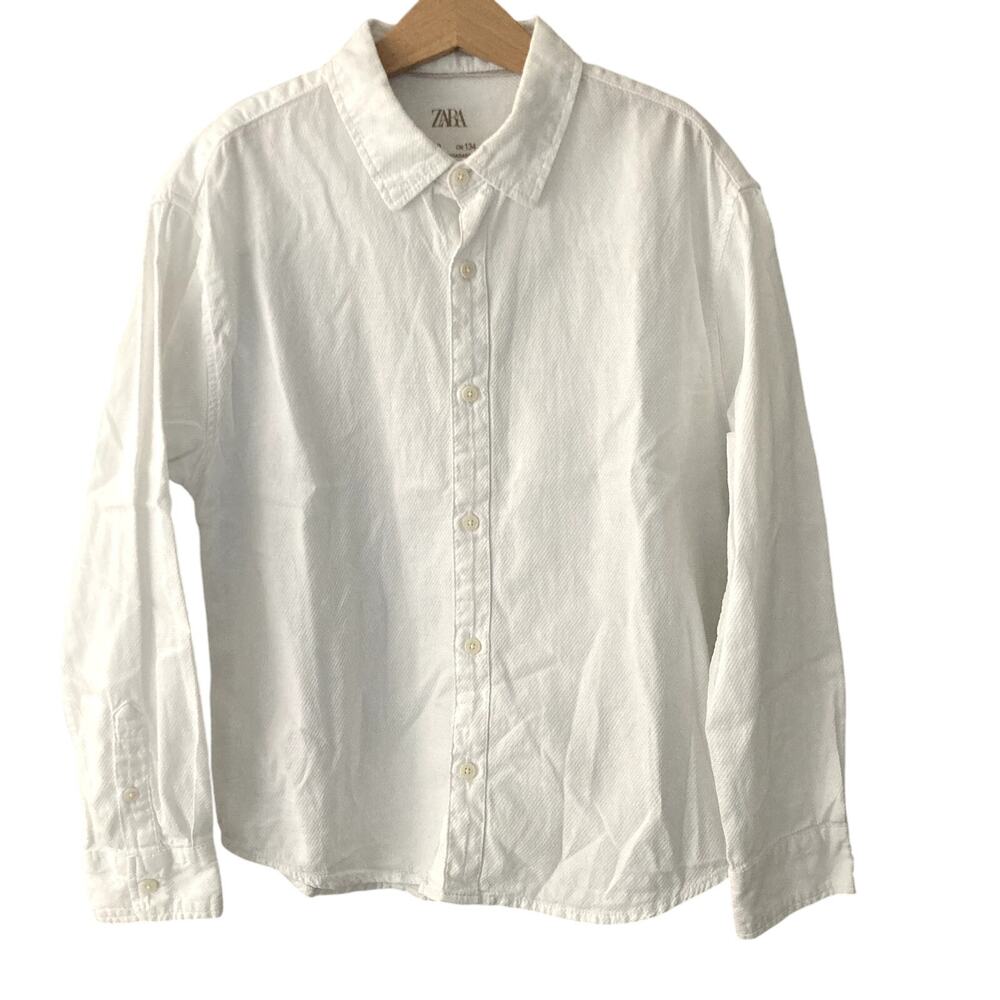 Zara Button Front Oxford Dress Shirt - White - 9